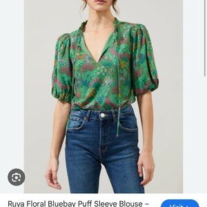 Sugarlips Vibrant Green Floral Blouse